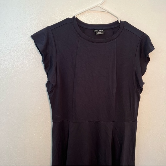 City Chic Aubree Frill Shoulder Dress Navy Blue - Picture 4 of 11